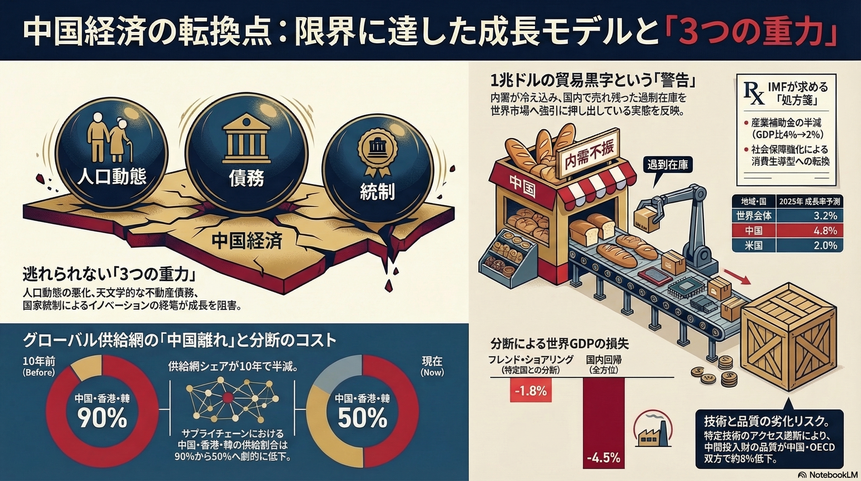 中国経済の転換点：限界に達した成長モデルと3つの重力